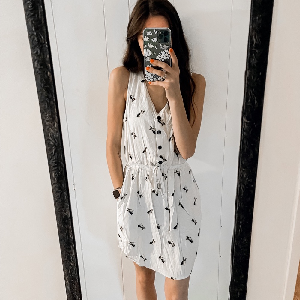 French Bulldog Singed Waist Dress New